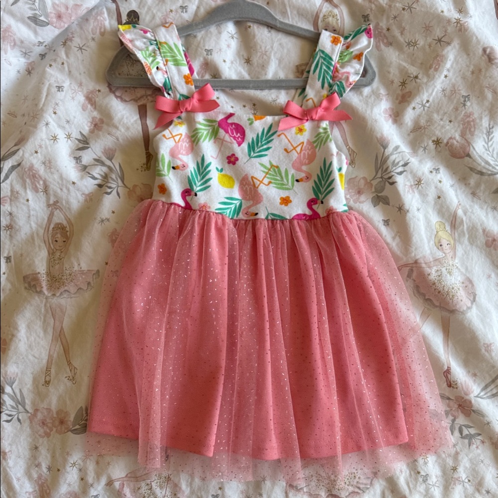 Good Lad Pink Tulle Dress with Tropical Print 18 months